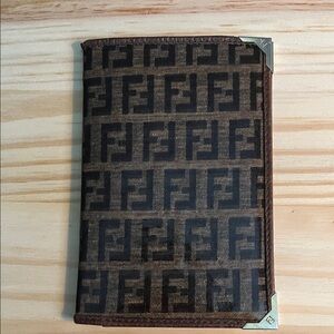 Vintage Fendi Brown and Black Monogram Card Holder/ Small Wallet